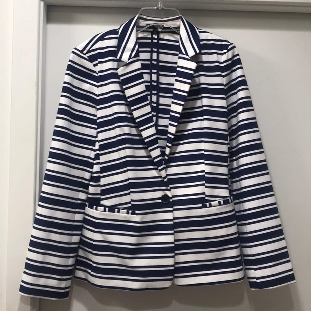 Express Blazer Jacket- Blue and White Striped